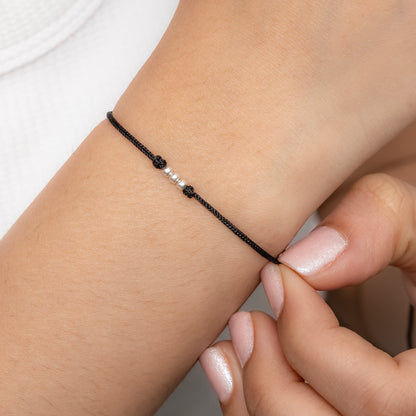 Silver Three Beads Dhaga Bracelet