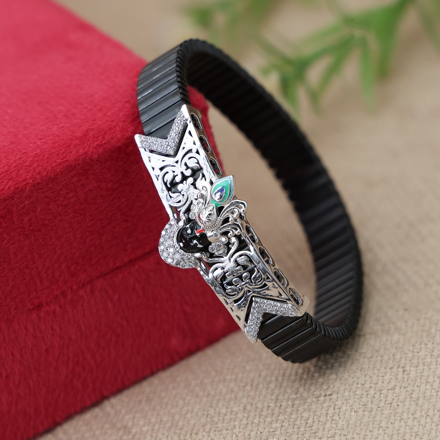 Pure Silver Krishna Design Bracelet