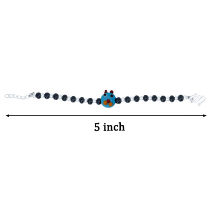 Blue Playful Silver & Black Beaded baby Bracelet