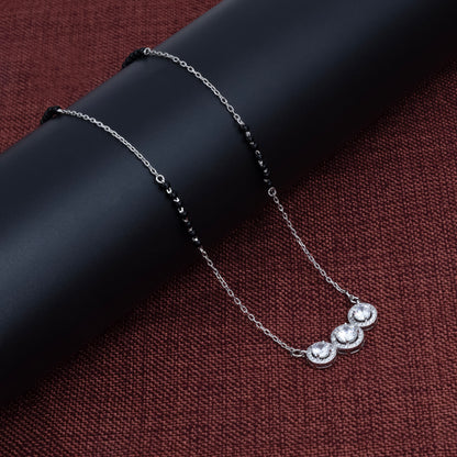Classic Silver Mangalsutra Featuring Stones and Beads