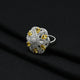 Silver Solitaire Yellow Flower Gems Ring