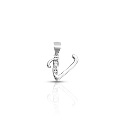 Pure 925 silver pendant featuring a sleek 'V' letter design