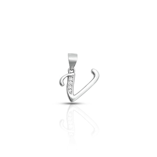 Pure 925 silver pendant featuring a sleek 'V' letter design