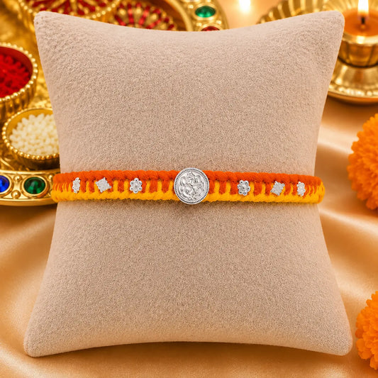 Divine Ganpati Silver Rakhi (combo)