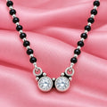 Classic Dual-CZ Black Bead Silver Mangalsutra