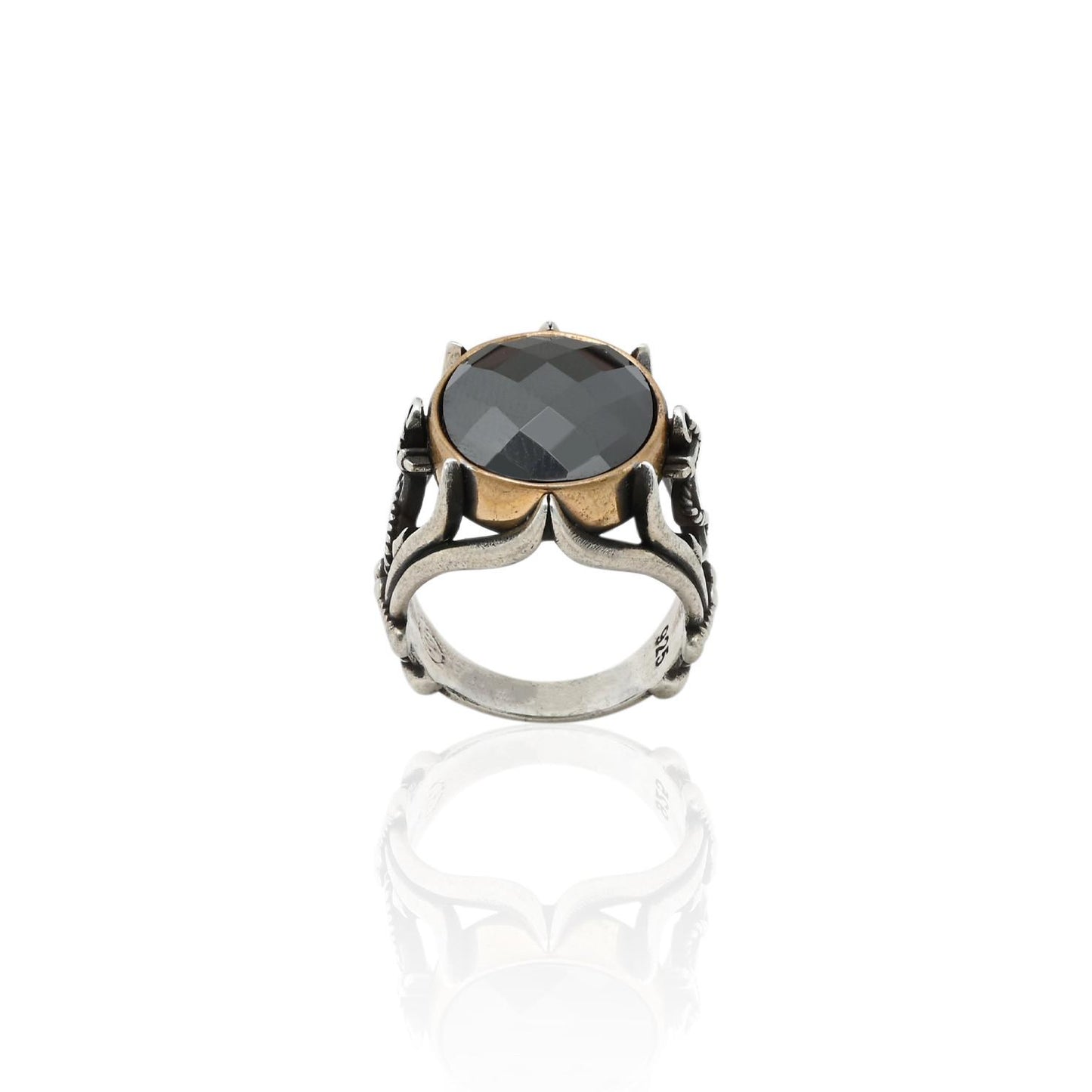 Silver antique boys' ring featuring a bold blackbone design for a vintage, rugged look.