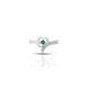 Silver Three Clover Flower Design Green Gem Stone Ring for Girl