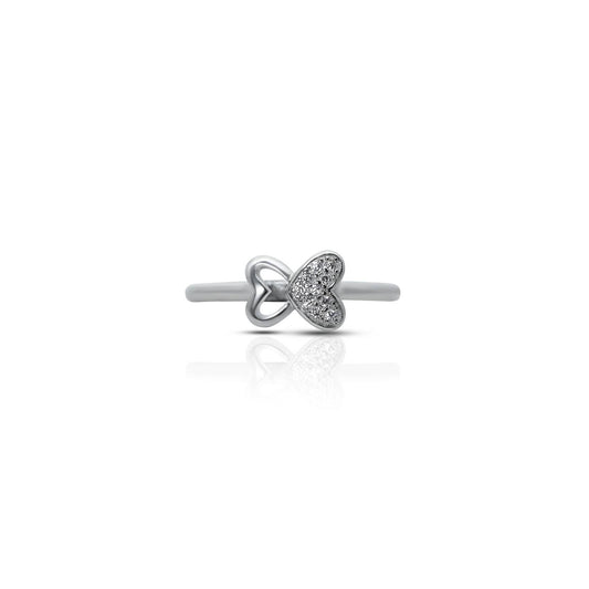 Sterling Silver Baby Ring with Intersecting Heart Design