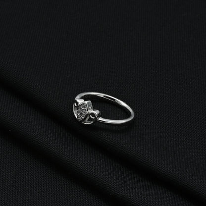 Trendy silver ring showcasing a furious design, with sparkling minimal gemstones for a clean and stylish finish.