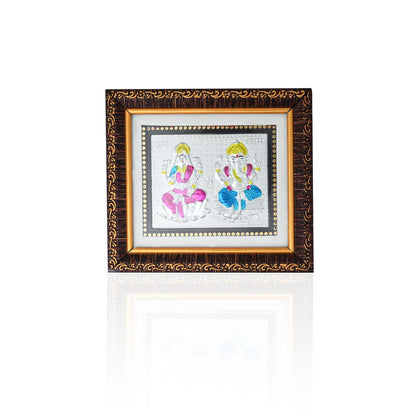 Silver Laxmi Ganesh Picture Frame - Divine Home Decor