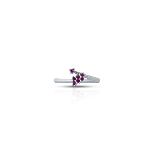 Beautiful silver ring featuring multiple purple stones in an intricate design