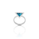 925 Silver Triangular Blue Stone Ring for Her