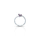 Elegant silver ring adorned with several sparkling purple stones