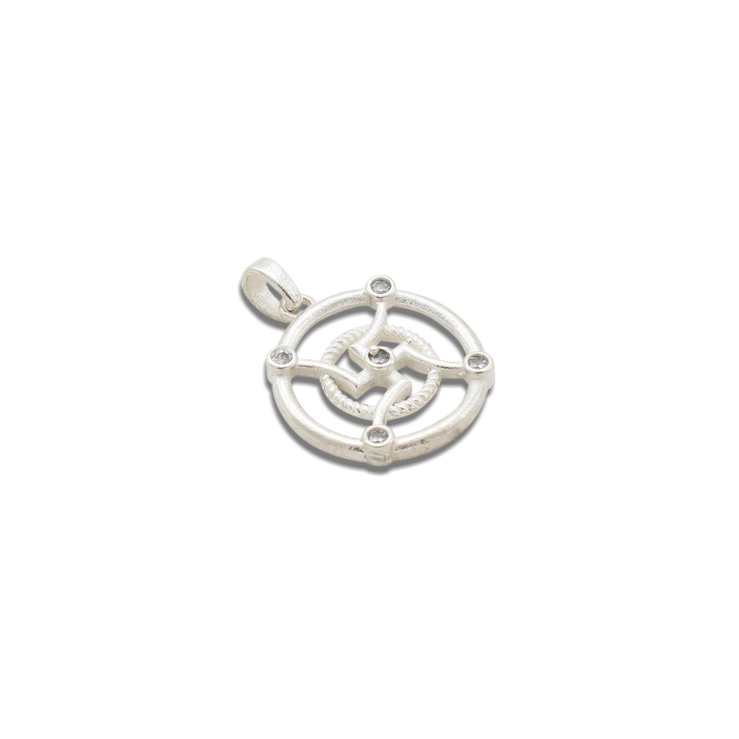 Elegant silver pendant with a traditional Swastik design for spiritual positivity