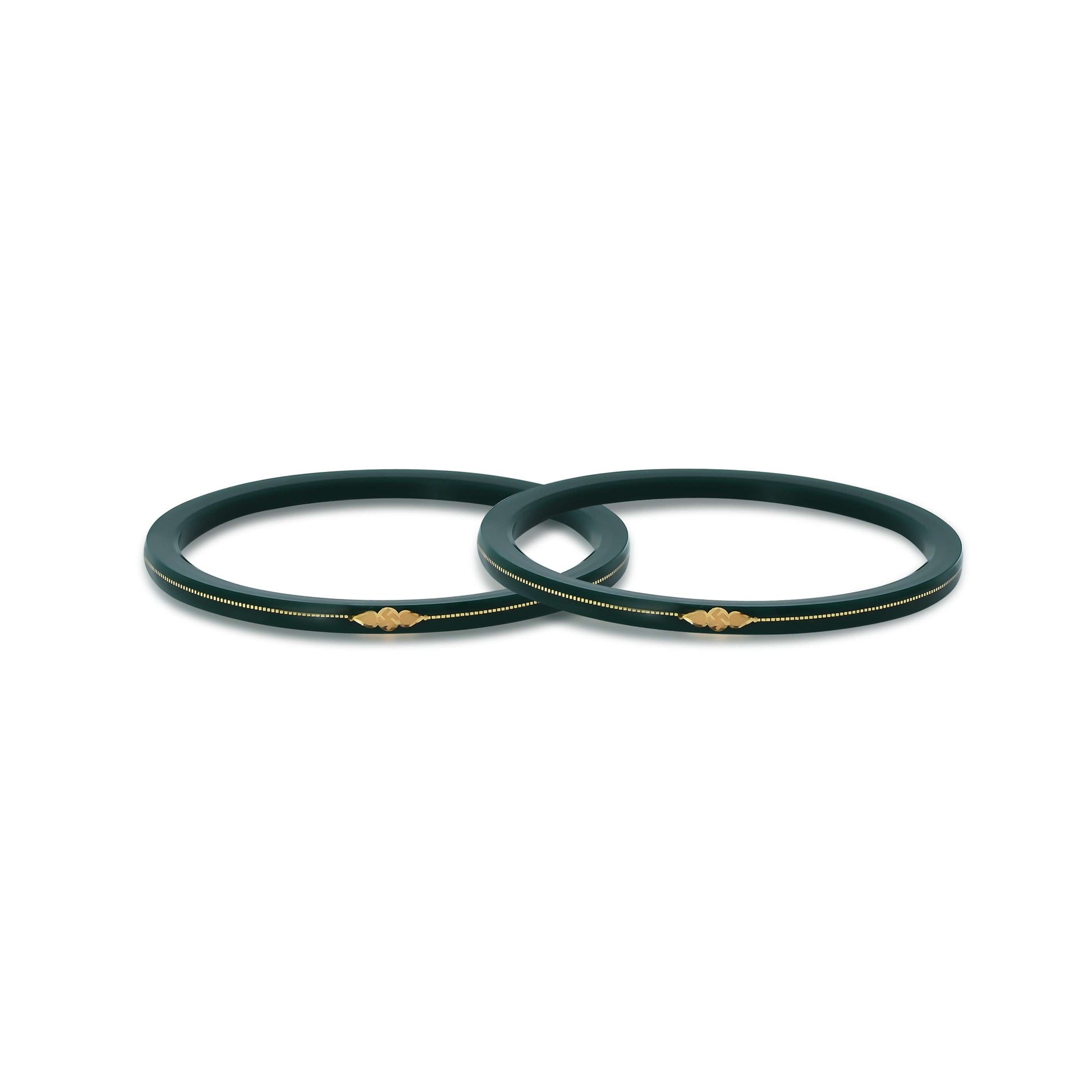 Gold Small Swastika Design Dark Green Bangle