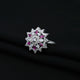 Silver Pink Gem Stone Flower Design Ring for Girls