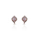 Center Opal Leaf Design Silver Stud Earrings