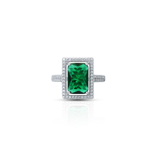 Sterling silver emerald ring for women and girls.