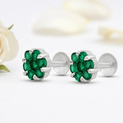 Green Gemstone Stylish Silver Earrings