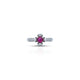 Charming silver ring with a vibrant pink center stone, perfect for girls