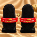 Gold Small Swastika Design Red  Bangle