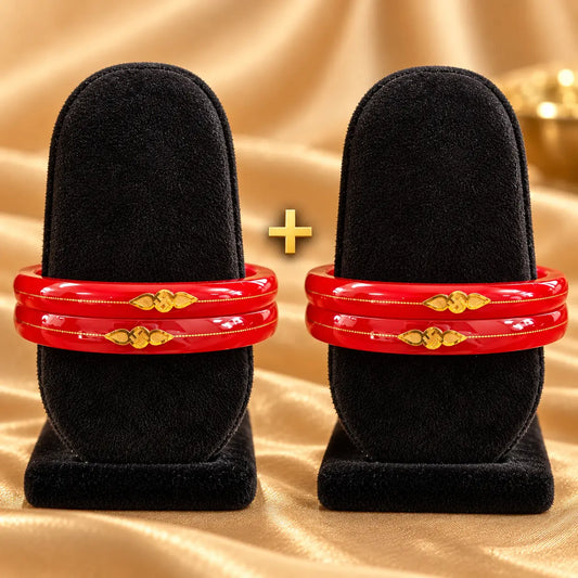Gold Small Swastika Design Red  Bangle