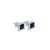 Elegant silver studs with a square-shaped blue stone in the center