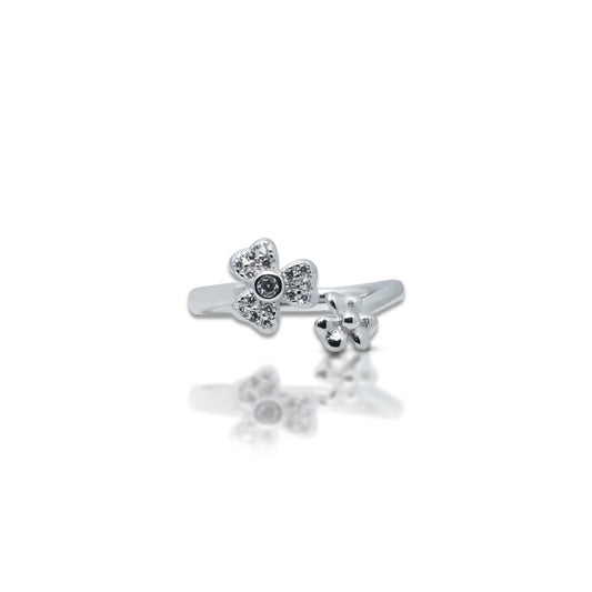 Sterling Silver Ring for Her with CZ Stone Flower Shape