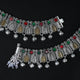 Stylish Silver Payal Featuring Leaf Patterns and Multicolour Gemstone