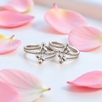 Silver Butterfly Cross Adjustable Toe Ring (Bichiya) for Women & Girls