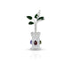 Exquisite silver Tulsi plant decorated with vibrant gemstones, ideal for brightening your home or temple.