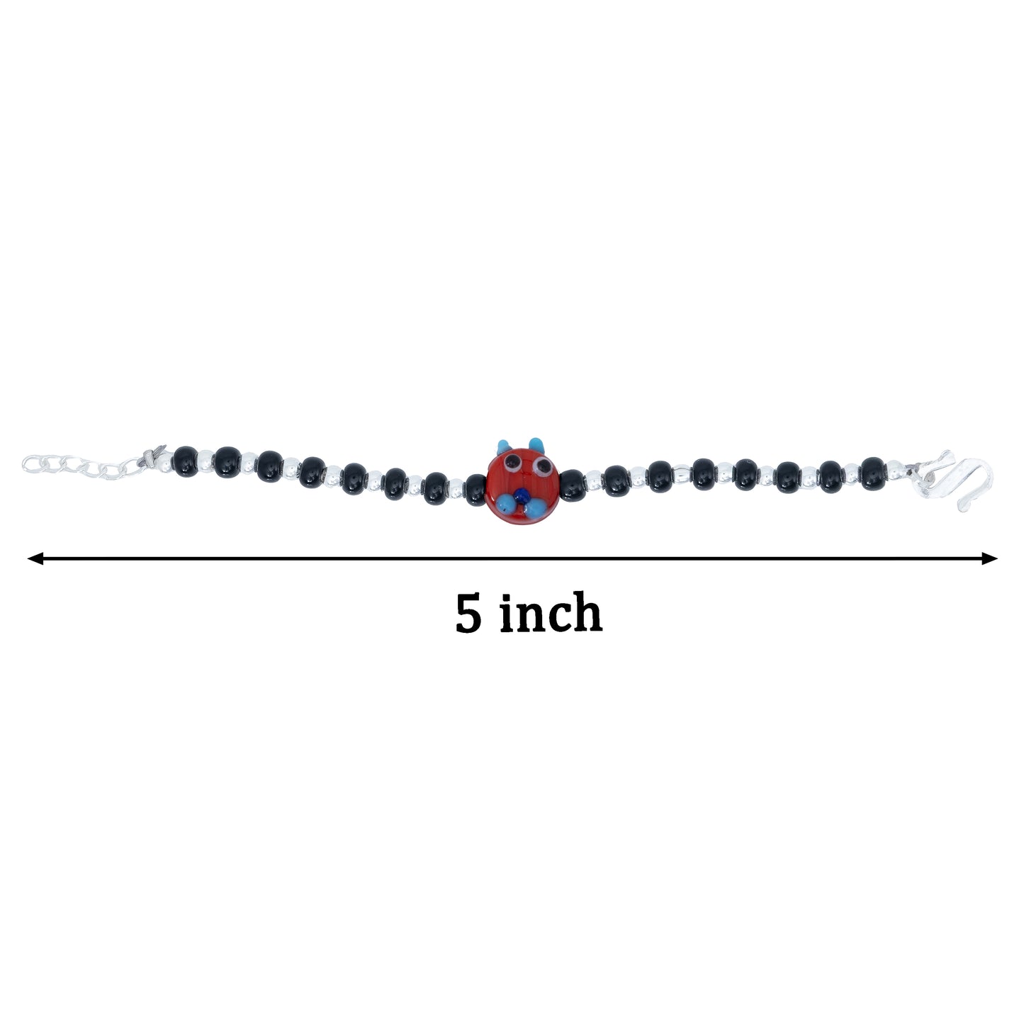 Red Playful Silver & Black Beaded baby Bracelet