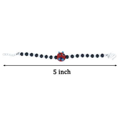 Red Playful Silver & Black Beaded baby Bracelet
