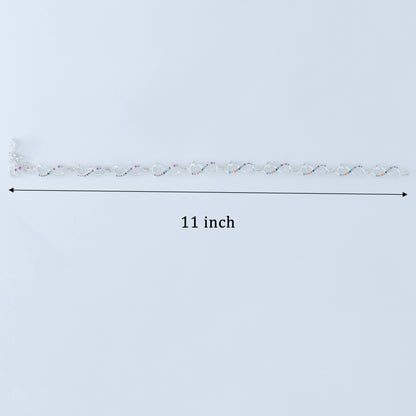 Silver Infinity Rainbow Payal Colorful Stone Anklet for Women