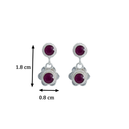 Silver Bloom Ruby Earrings