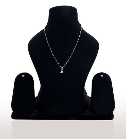 Silver Triangle Pendant & Earrings Set