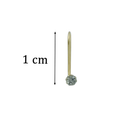 Silver Gold Polish Nose Pin with White Stone