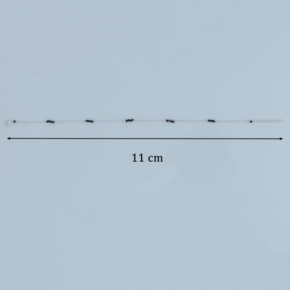 Delicate Silver Anklet with Black Beads Burst