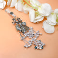 Traditional Silver Keychain with Radha Krishna Portrait and Ghungroo
