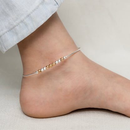 Silver Kada Payal with Dual Tone Beads Design