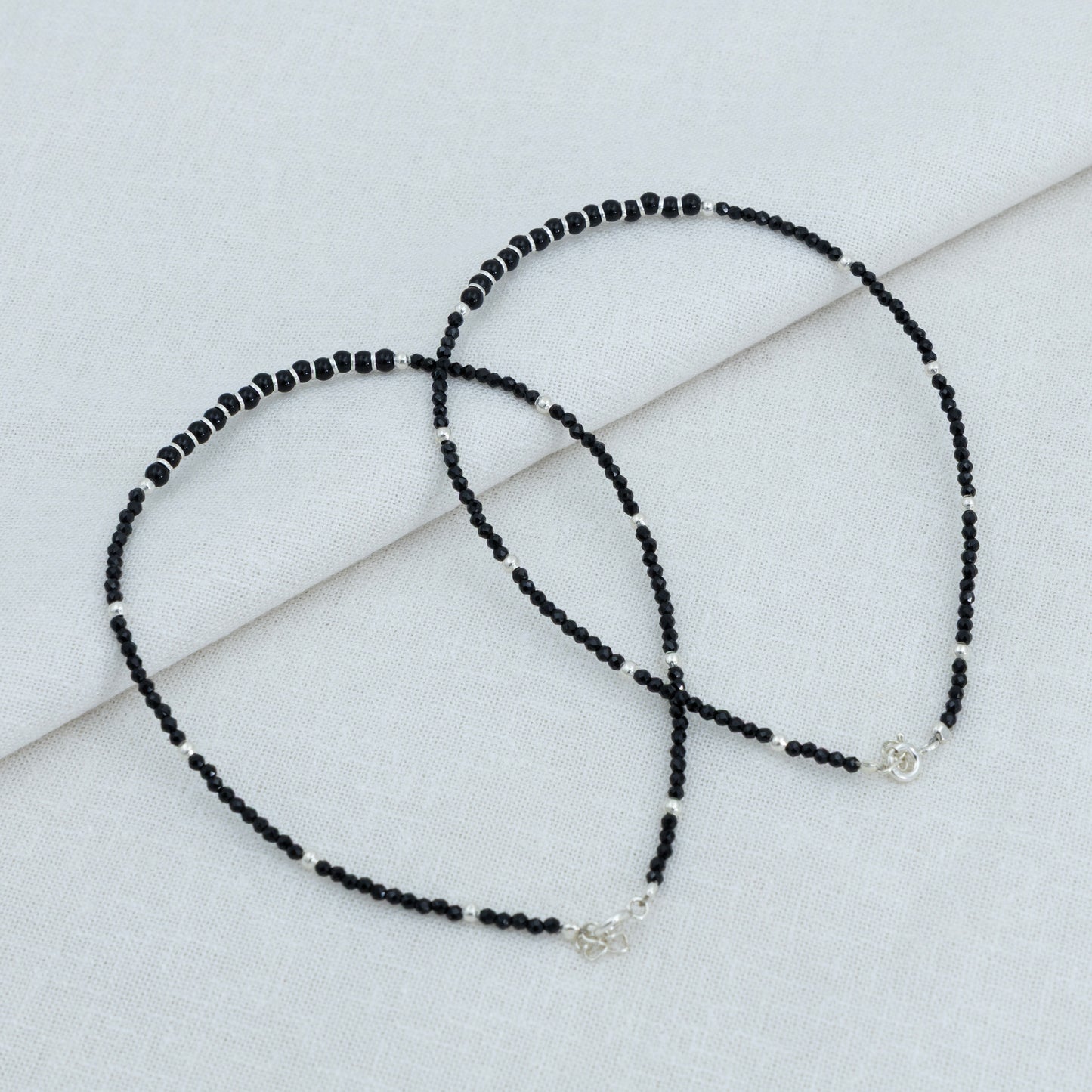 Traditional Silver Black Beads Anklet for Women & Girls