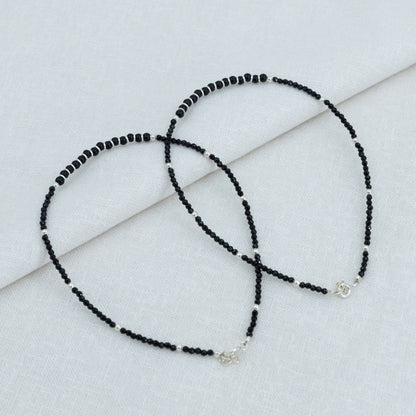 Traditional Silver Black Beads Anklet for Women & Girls