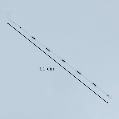 Silver Anklet with Dual Black & White Beads