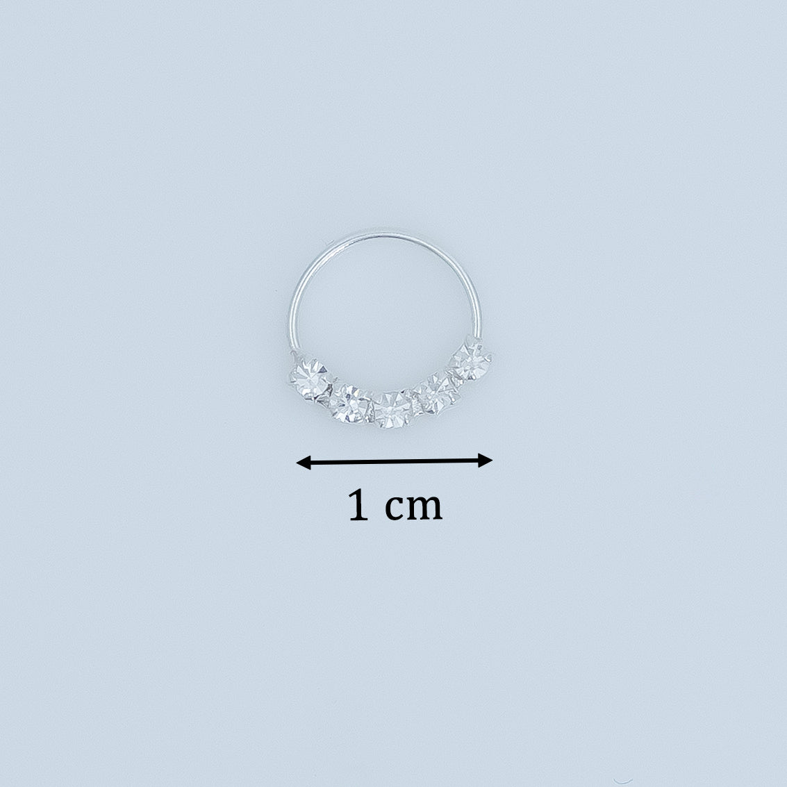 Elegant Silver Nose Ring with Sparkling Stones