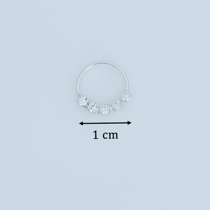 Elegant Silver Nose Ring with Sparkling Stones