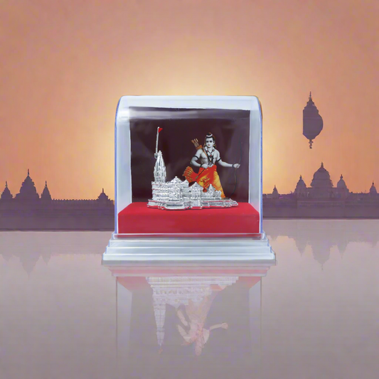 Exquisite silver Ram Mandir Ayodhya model, perfect for temple worship, home decor, or gifting.