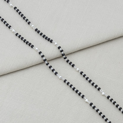 Traditional Mangalsutra Design Black Beads Silver Anklet