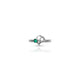 Silver Heart Design Ring with Green Stone