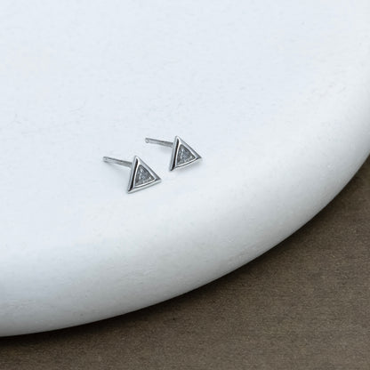 Silver Triangle Pendant & Earrings Set