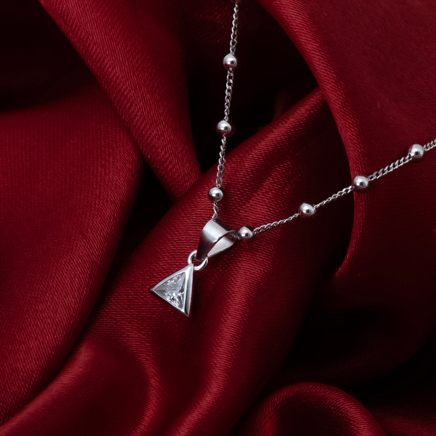 Silver Triangle Pendant & Earrings Set